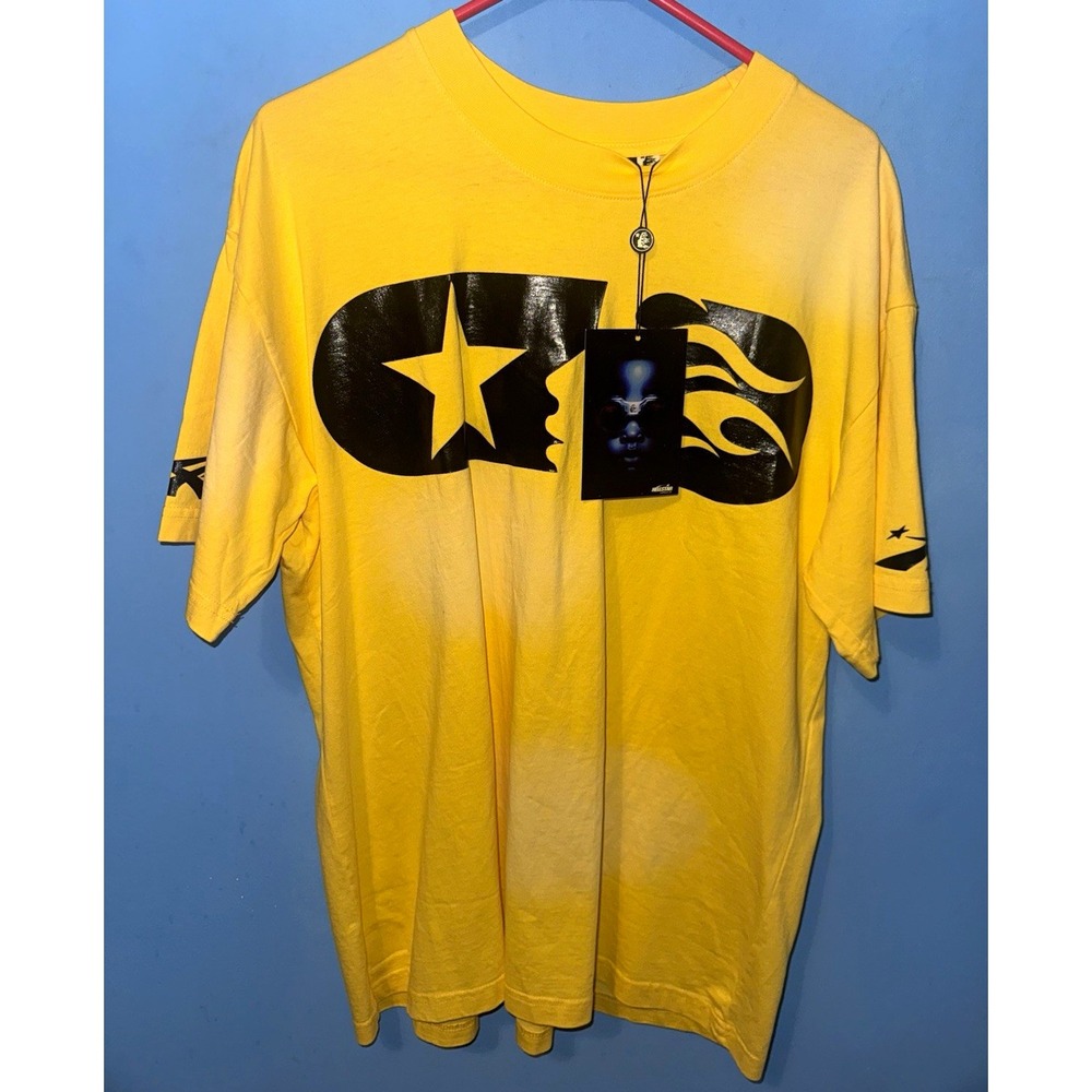 Hellstar Men's Yellow Black Graphic Logo Crew Neck T-Shirt Size L Capsule 10